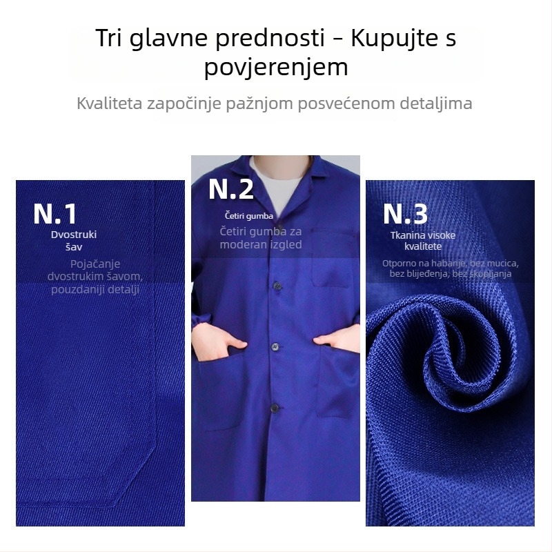 Muški radni kaput s kamuflažom, plava boja, dugi rukavi, za popravke automobila, otporan na mrlje i habanje, proljeće i jesen.
