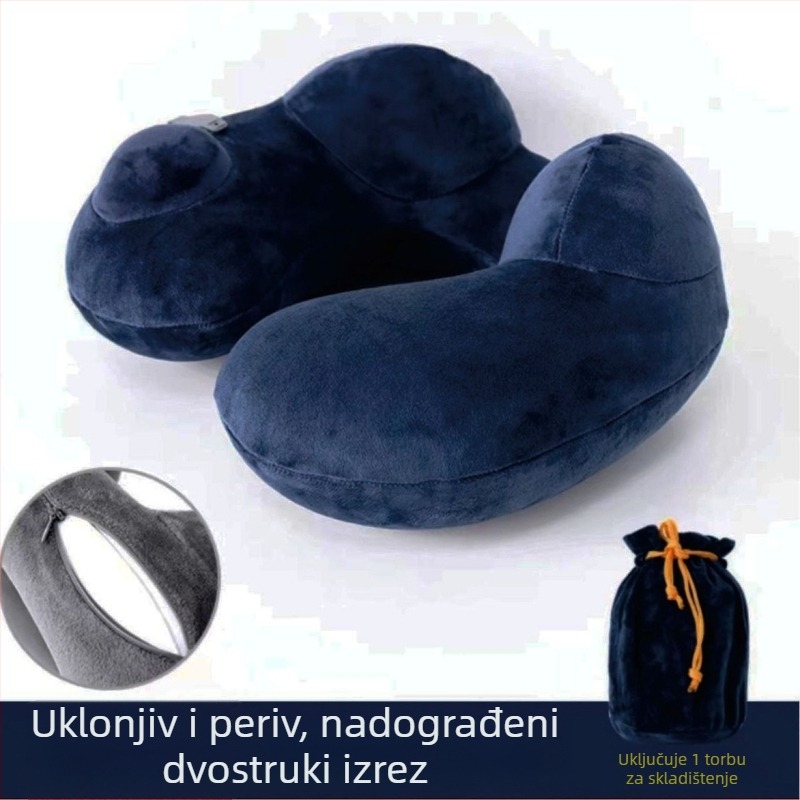 Naduvljivi U-oblikovani putni jastuk za vrat – prijenosan, univerzalno pristajanje, PVC platno, napuhavanje zrakom, moderni minimalistički dizajn