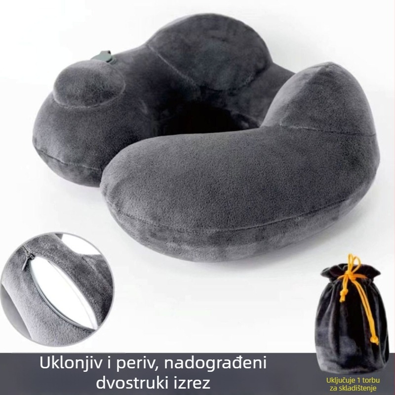 Naduvljivi U-oblikovani putni jastuk za vrat – prijenosan, univerzalno pristajanje, PVC platno, napuhavanje zrakom, moderni minimalistički dizajn