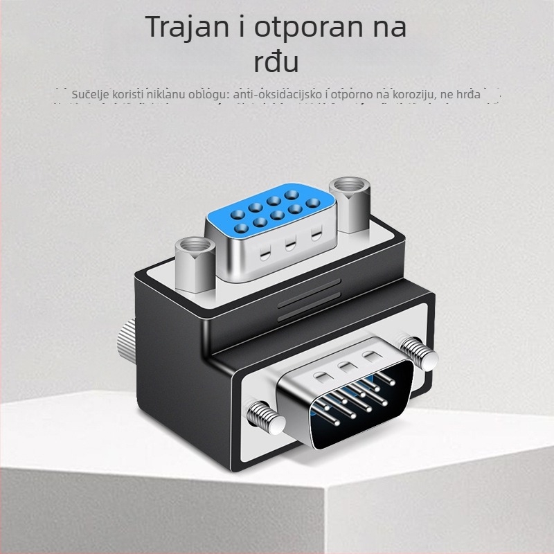 DB9 adapter s višestrukim konektorima: muški-muški-ženski-ženski-muški, 270° kut desnog kuta, RS232 protokol, kompatibilan s Windows 7+ za prijenosna računala i PC-e