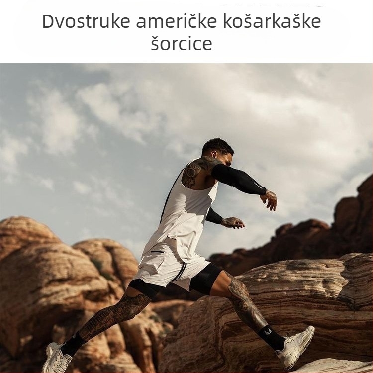 Muške brzo sušeće sportske hlače, smjesa kemijskih vlakana, jednobojni dizajn, pogodne za ljeto, proljeće i jesen, za trčanje i fitness