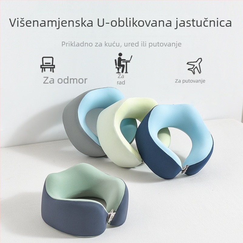 Jastuk za vrat s memorijskom pjenom, u obliku U, za putovanja, s pletenim jezgrom