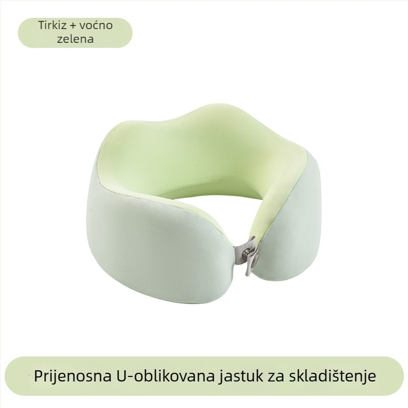 Jastuk za vrat s memorijskom pjenom, u obliku U, za putovanja, s pletenim jezgrom