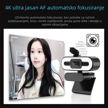 Web kamera za stolno i prijenosno računalo s 4K Ultra HD, 8MP senzor, autofokus, USB 2.0, ugrađeni mikrofon