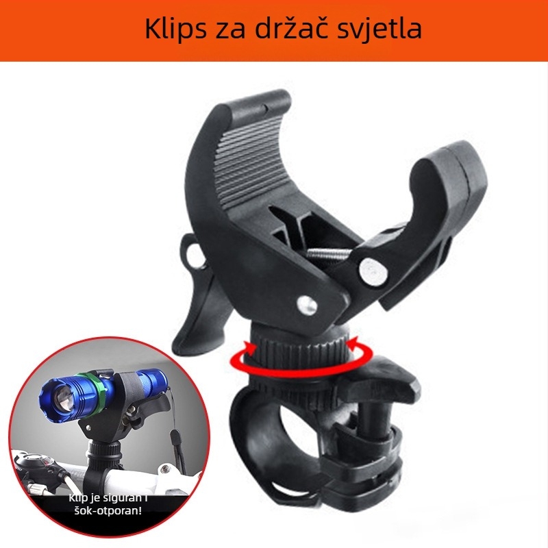 Višestruki U-oblik držač lampe s 360° rotacijom, auto klip i nosač za bicikl, USB-C, 1200mAh, montaža remenom