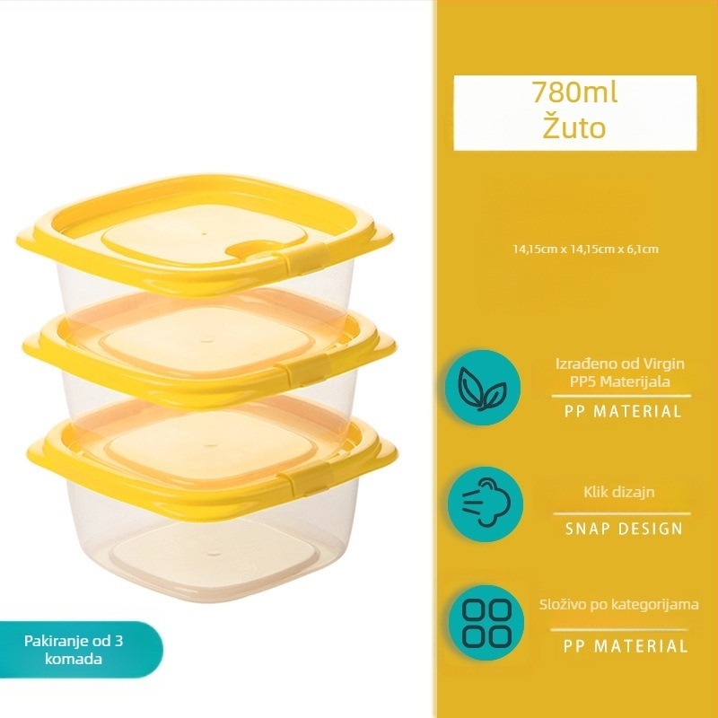 Camellia kutija za hranu, plastična, pravokutna, mikrovalna sigurna, s poklopcem