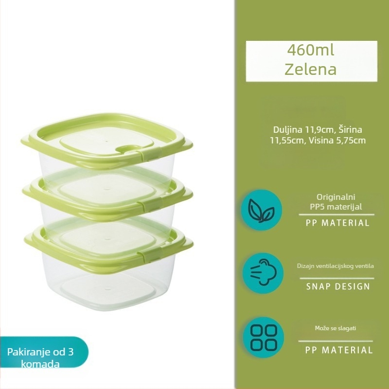 Camellia kutija za hranu, plastična, pravokutna, mikrovalna sigurna, s poklopcem