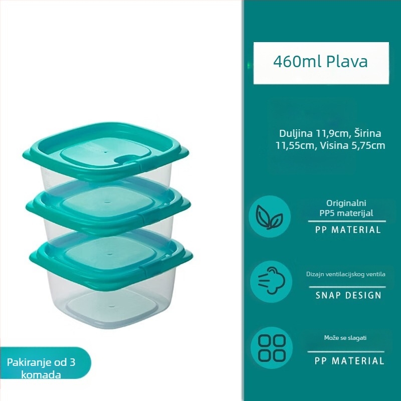 Camellia kutija za hranu, plastična, pravokutna, mikrovalna sigurna, s poklopcem