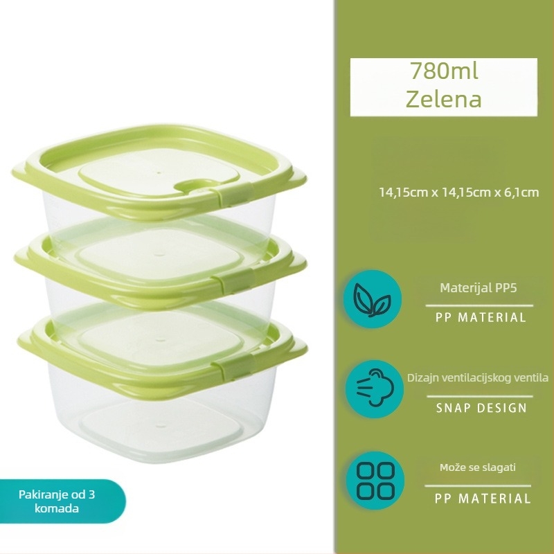 Camellia kutija za hranu, plastična, pravokutna, mikrovalna sigurna, s poklopcem