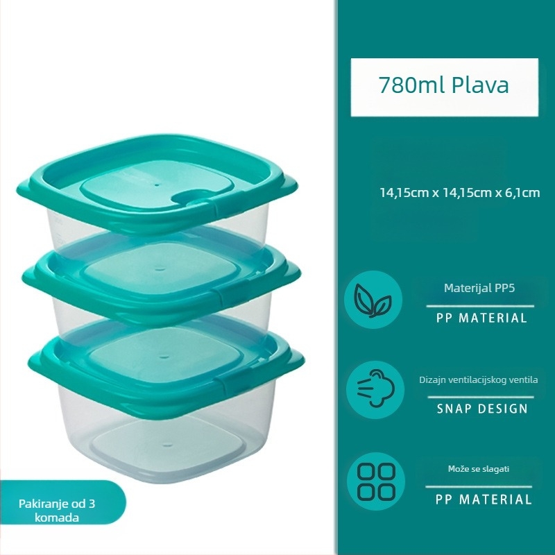 Camellia kutija za hranu, plastična, pravokutna, mikrovalna sigurna, s poklopcem