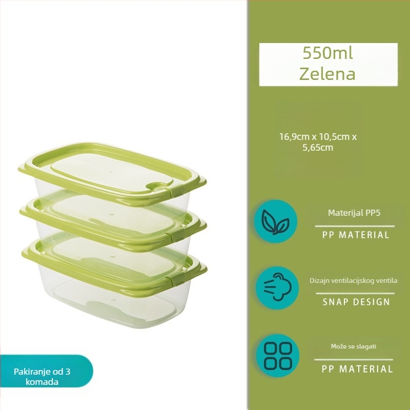 Camellia kutija za hranu, plastična, pravokutna, mikrovalna sigurna, s poklopcem