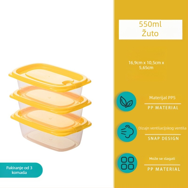 Camellia kutija za hranu, plastična, pravokutna, mikrovalna sigurna, s poklopcem