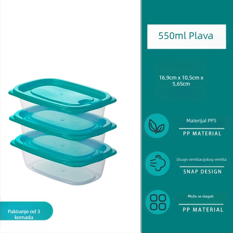 Camellia kutija za hranu, plastična, pravokutna, mikrovalna sigurna, s poklopcem