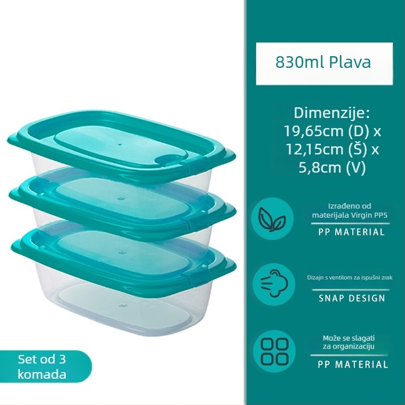 Camellia kutija za hranu, plastična, pravokutna, mikrovalna sigurna, s poklopcem