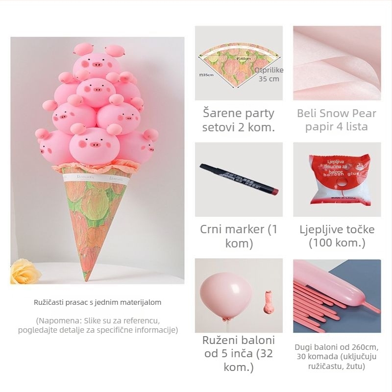 Set balona od TPU materijala, balon tip Fall-to-Earth, okrugli oblik, dekoracija za rođendan