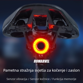 Pametna stražnja svjetiljka s senzorom kočenja za cestovne i brdske bicikle – Romarvel, prilagodba dostupna, ovlaštena privatna marka, bez uvoza