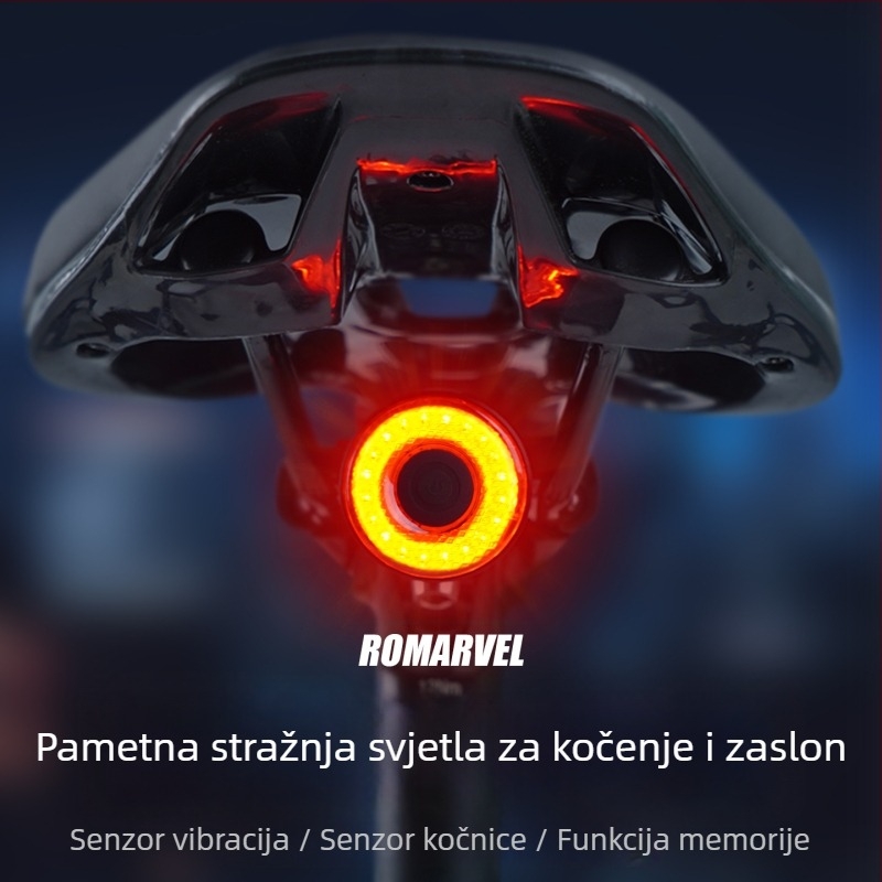 Pametna stražnja svjetiljka s senzorom kočenja za cestovne i brdske bicikle – Romarvel, prilagodba dostupna, ovlaštena privatna marka, bez uvoza