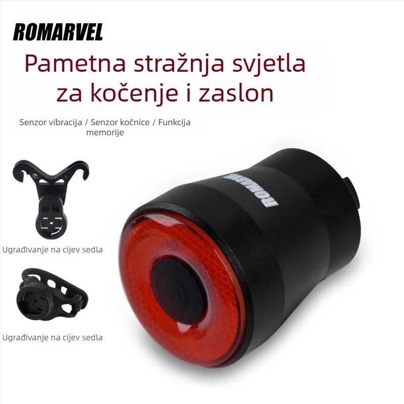 Pametna stražnja svjetiljka s senzorom kočenja za cestovne i brdske bicikle – Romarvel, prilagodba dostupna, ovlaštena privatna marka, bez uvoza