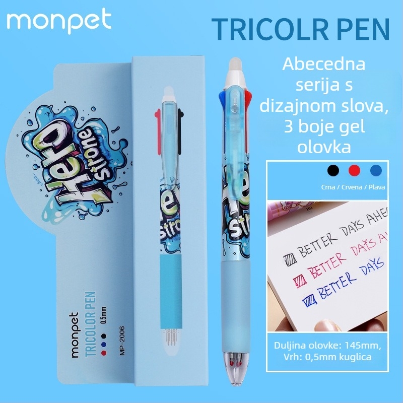 Cartoon serija izbrisivo pero s push-type mehanizmom, kuglična vrh, nehrđajući čelik vrh, plastično kućište