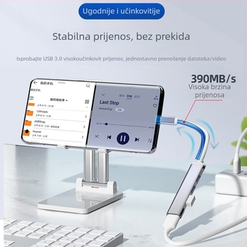 Type-C USB proširivački dok s 4 porta, USB 2.0, napajan putem USB
