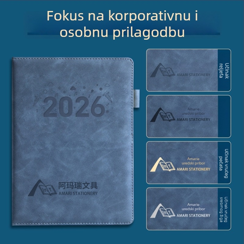Bilježnica Qiao Sen, PU koža, nitno vezivanje, Daolin papir, 200-300 stranica, poslovni stil