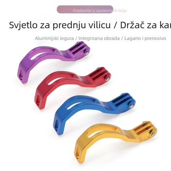 Držač prednjeg svjetla viljuške za cestovni/ sklopivi bicikl s držačem GoPro/kamere, aluminij, produženi nagib