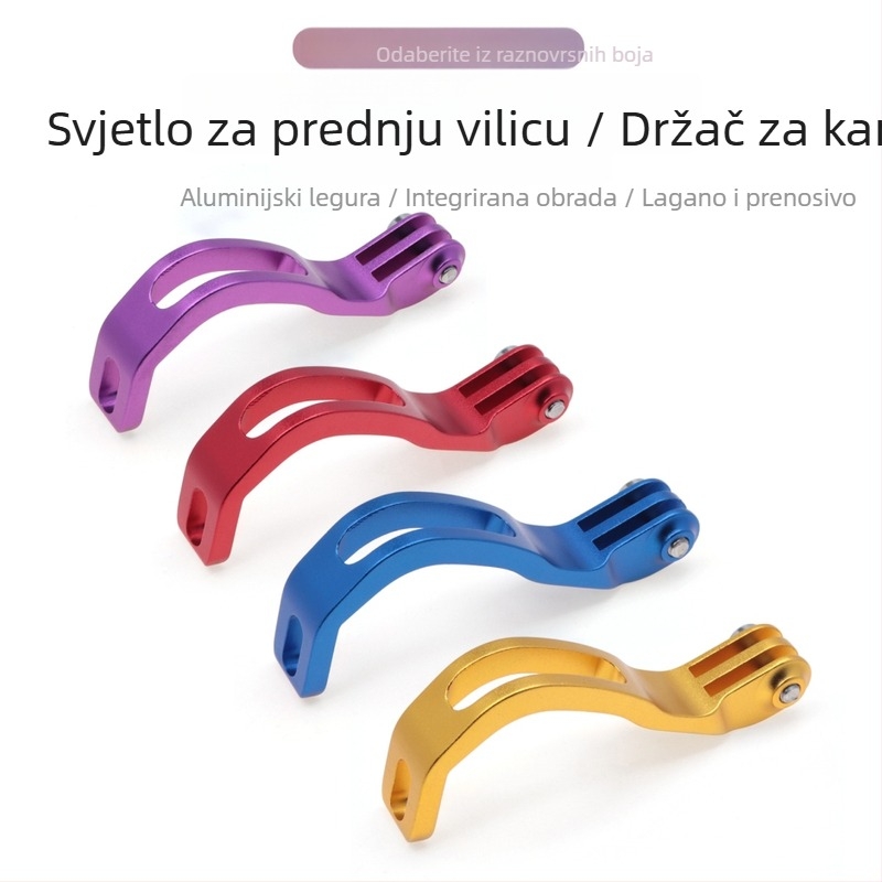 Držač prednjeg svjetla viljuške za cestovni/ sklopivi bicikl s držačem GoPro/kamere, aluminij, produženi nagib
