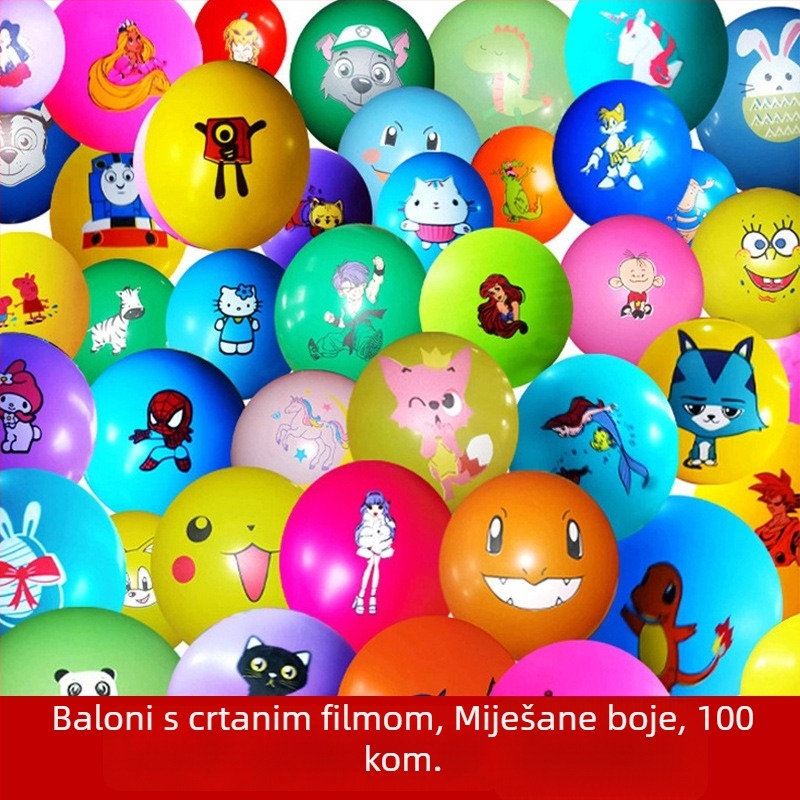 Set balona za djecu s crtanim motivima, netoksični debeli gumeni baloni, raznovrsni dugi baloni u obliku srca, baloni za igru