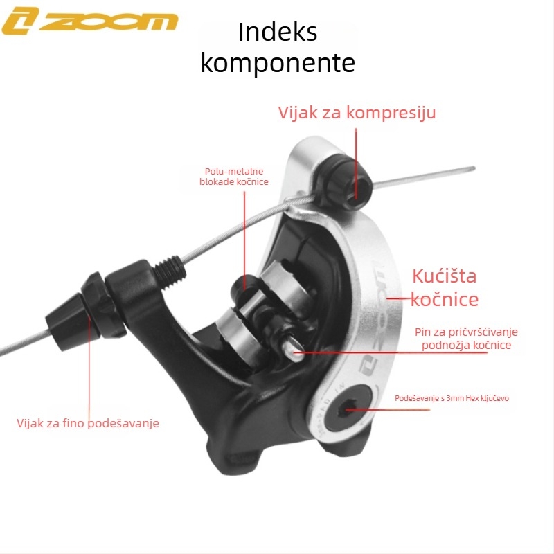 Zoom komplet kočnica za cestovni bicikl s diskom, mehanički, prednji i stražnji, DB700
