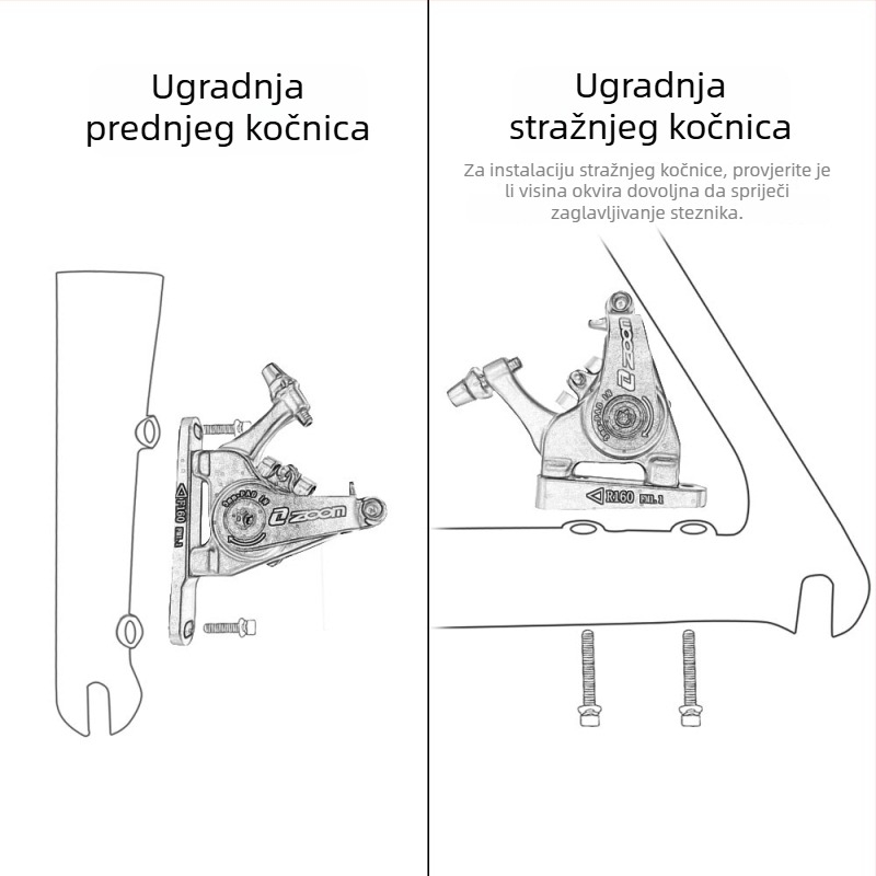 Zoom komplet kočnica za cestovni bicikl s diskom, mehanički, prednji i stražnji, DB700