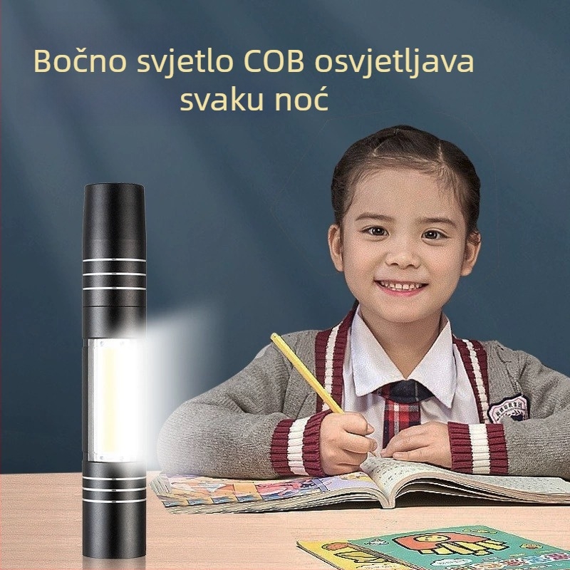 Laser pokazivač s COB bočnim svjetlom — aluminijska legura, USB punjiva, otisak logotipa, prilagodba izrade, licencirana privatna marka