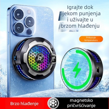 SL15 Tiho bežično punjenje radi radiator s magnetskim stražnjim klipom – 2-u-1 poluvodičko hlađenje, 15W, ABS + aluminijska legura, 74 g, Type-C