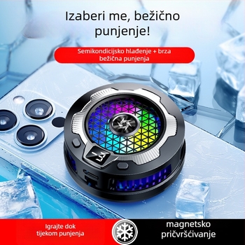 SL15 Tiho bežično punjenje radi radiator s magnetskim stražnjim klipom – 2-u-1 poluvodičko hlađenje, 15W, ABS + aluminijska legura, 74 g, Type-C