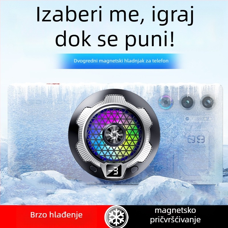 SL15 Tiho bežično punjenje radi radiator s magnetskim stražnjim klipom – 2-u-1 poluvodičko hlađenje, 15W, ABS + aluminijska legura, 74 g, Type-C