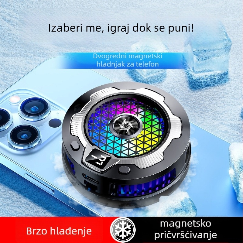 SL15 Tiho bežično punjenje radi radiator s magnetskim stražnjim klipom – 2-u-1 poluvodičko hlađenje, 15W, ABS + aluminijska legura, 74 g, Type-C