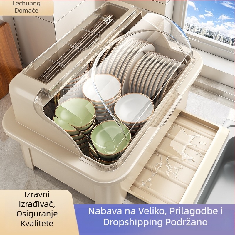 Stalak za posuđe s poklopcem — Lechuang, plastika, moderan minimalistički stil
