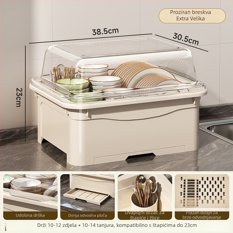 Stalak za posuđe s poklopcem — Lechuang, plastika, moderan minimalistički stil