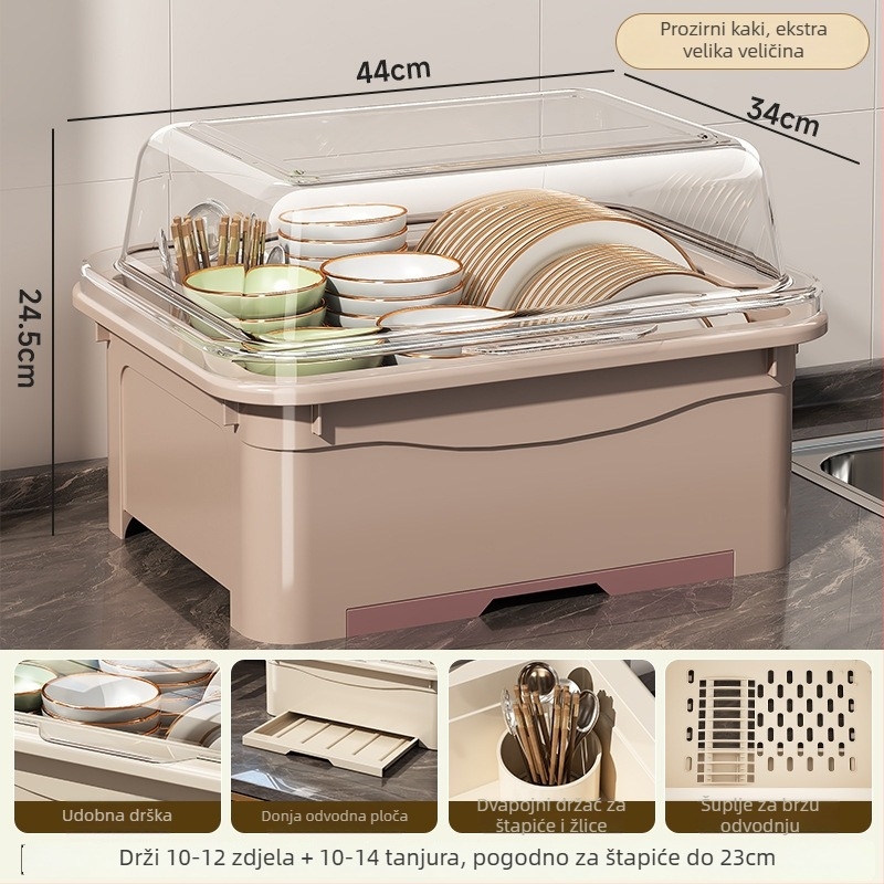 Stalak za posuđe s poklopcem — Lechuang, plastika, moderan minimalistički stil