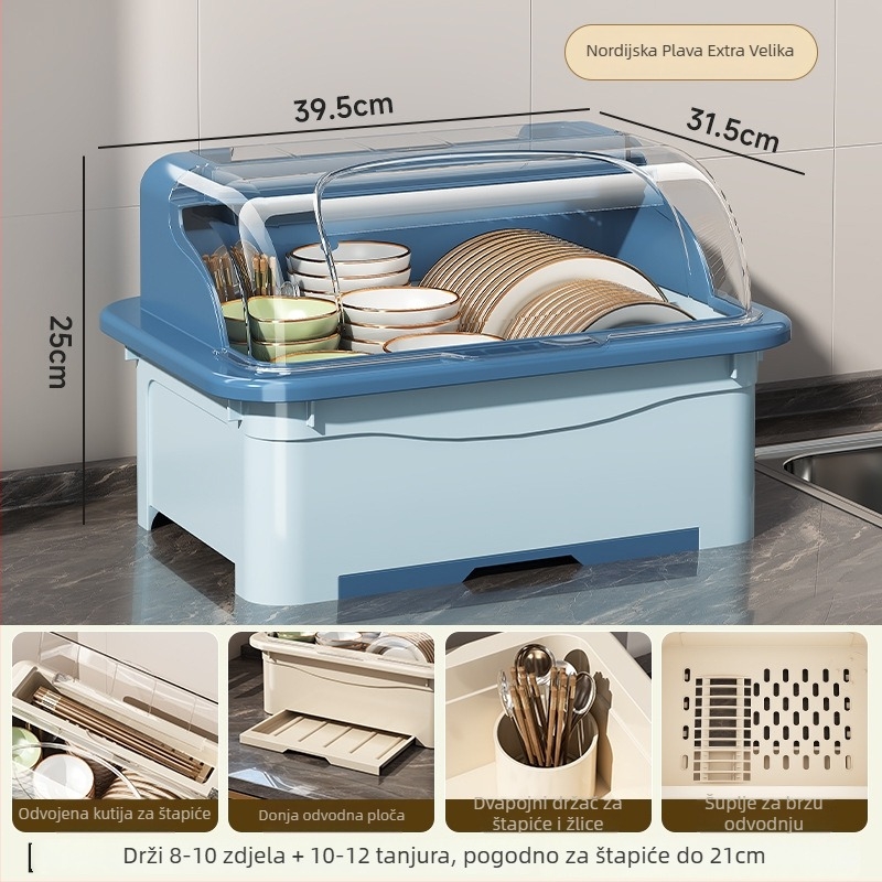 Stalak za posuđe s poklopcem — Lechuang, plastika, moderan minimalistički stil