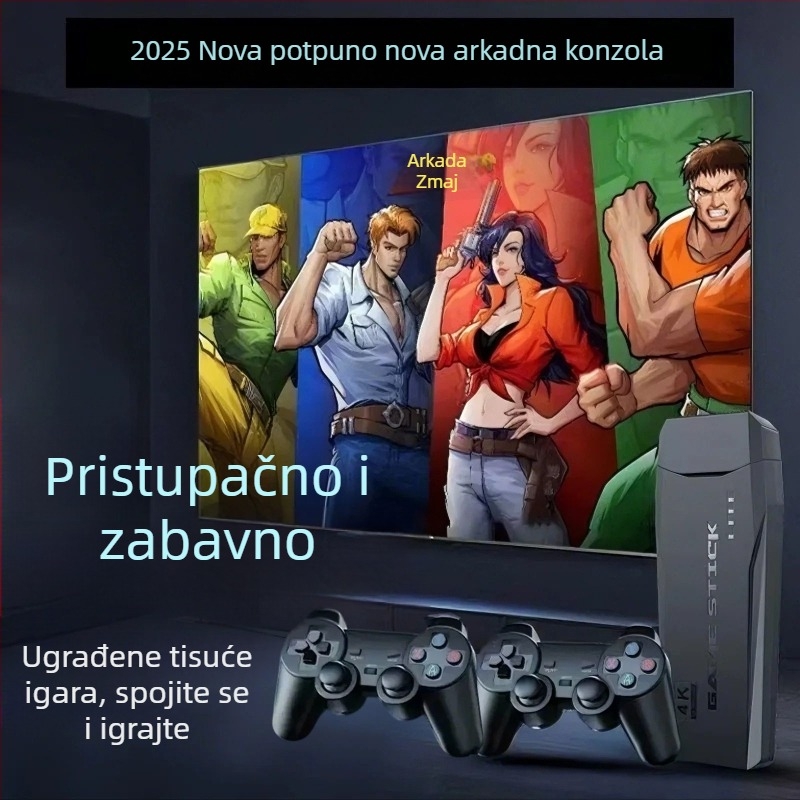 Retro arcade konzola za kućnu uporabu s TV-projektorom, bežični dvostruki joystick, HD nostalgičnog stila