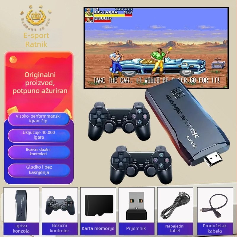 Retro arcade konzola za kućnu uporabu s TV-projektorom, bežični dvostruki joystick, HD nostalgičnog stila