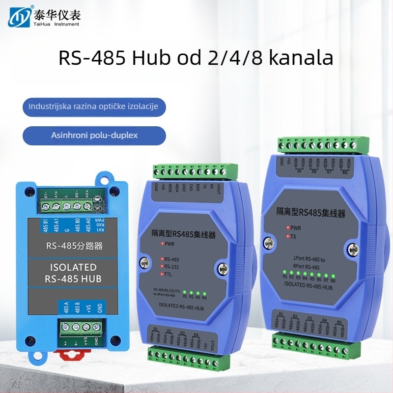 Industrijski RS-485 hub za 2/4/8 kanala s optičkom izolacijom i proširenjem sabirnice, RS-485 repetitor