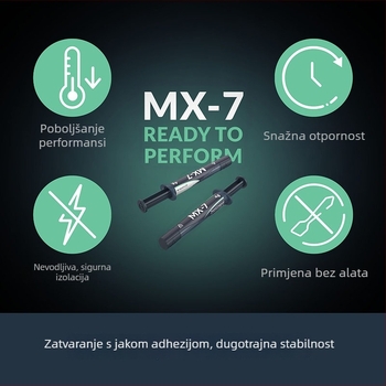 Arctic MX-7 termalna silikonska pasta za CPU, univerzalna kompatibilnost, toplinska vodljivost