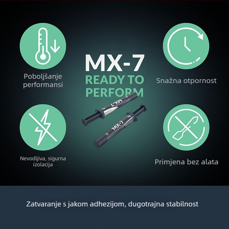 Arctic MX-7 termalna silikonska pasta za CPU, univerzalna kompatibilnost, toplinska vodljivost