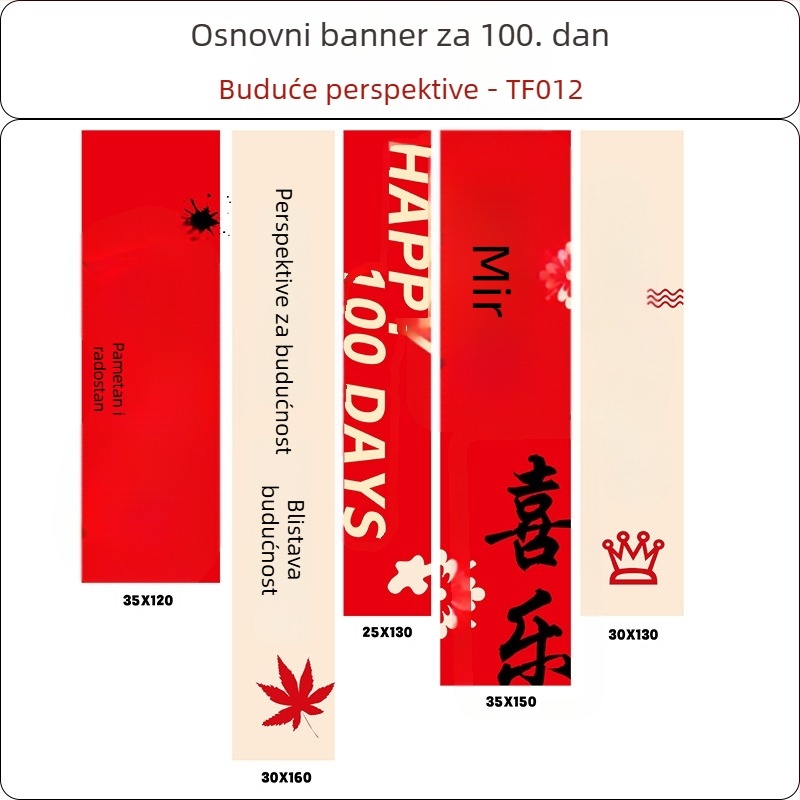 Set dekoracije prostora za bebinih 100 dana — viseći banner i dekorativni rekviziti (novi stil)