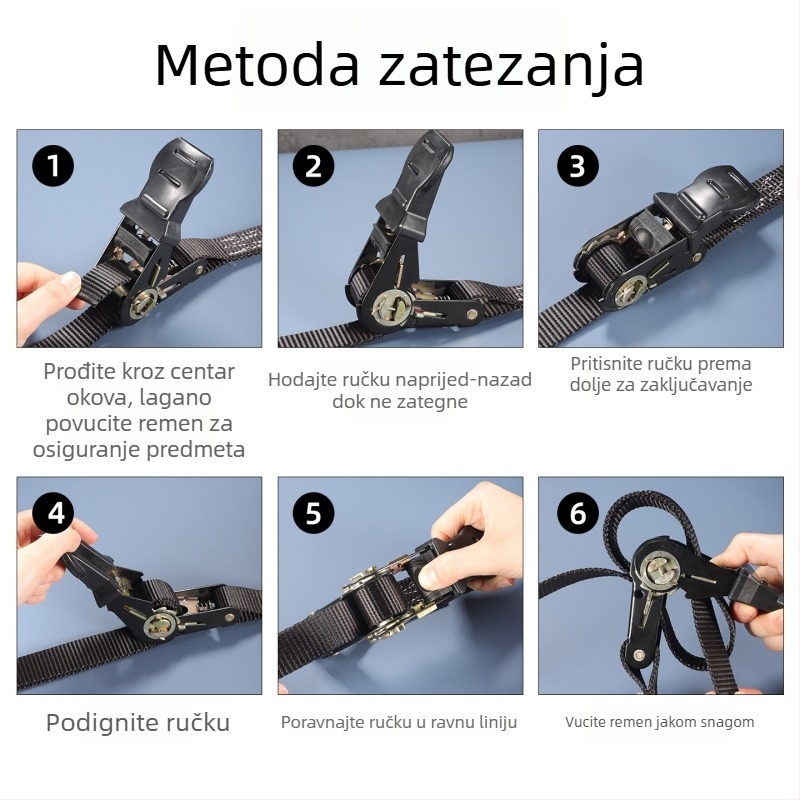 Svestrani pojas za pričvršćivanje tereta s dvostrukim kukama, zadebljan, otporan na habanje