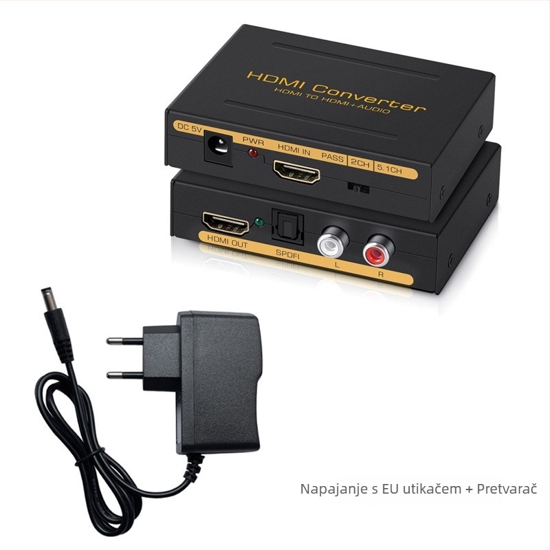 HDMI splitter s izlazom zvuka — HDMI na HDMI + SPDIF i analognni R/L zvuk, 1920x1080