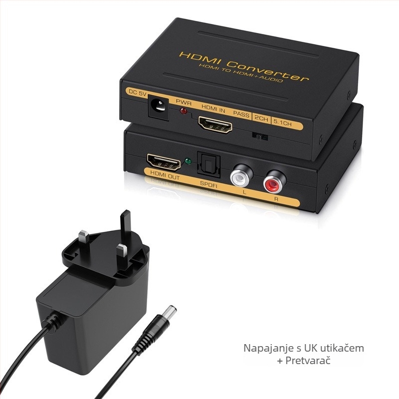 HDMI splitter s izlazom zvuka — HDMI na HDMI + SPDIF i analognni R/L zvuk, 1920x1080