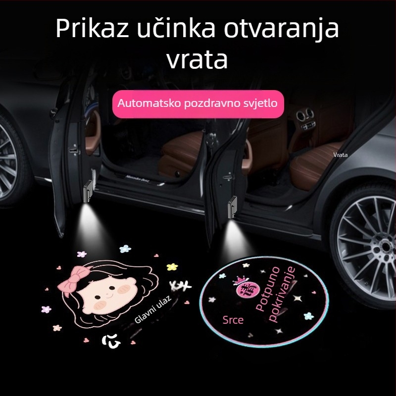 Automobilsko dobrodošljivo svjetlo s anđelovim krilima i projekcijom (bez kabela, ljepljivi nosač, 5V, 0,2A, model Mks-3234)