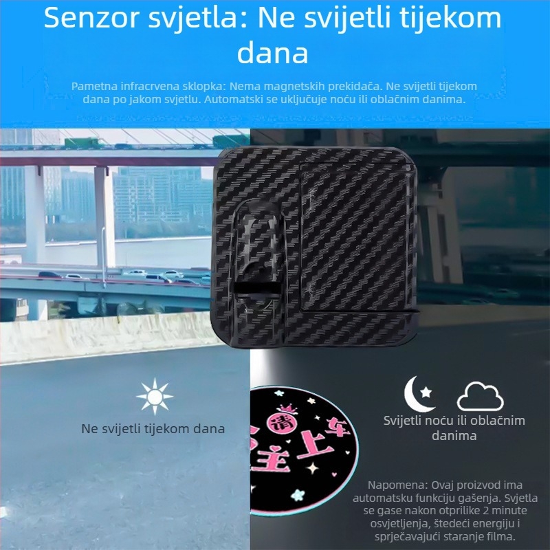 Automobilsko dobrodošljivo svjetlo s anđelovim krilima i projekcijom (bez kabela, ljepljivi nosač, 5V, 0,2A, model Mks-3234)